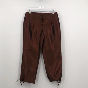 SoCa St John Metallic Pants Drawstring Tie Hem & Waist Pleated Front Brown 4
